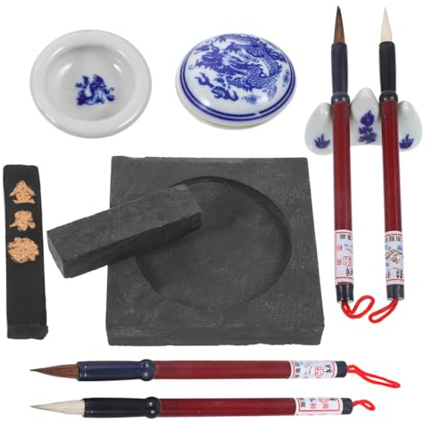 PRETYZOOM Set De Pinceles De Caligrafía China Con Tinta Y Soporte Kit Completo Para Principiantes Pintura Sumi Escritura Kanji Regalo Ideal Para Oficina Y Hogar