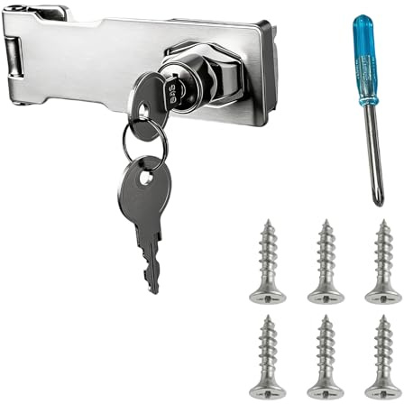 Flomiara Schrank Schloss, Überfalle Abschließbar mit Schlüsseln, Rostfreie Stähle Hasp Lock Vorhängeschloss Torriegel, Möbelschloss mit Schlüssel Schloss Vorrichtung(76mm-3in-Silber)