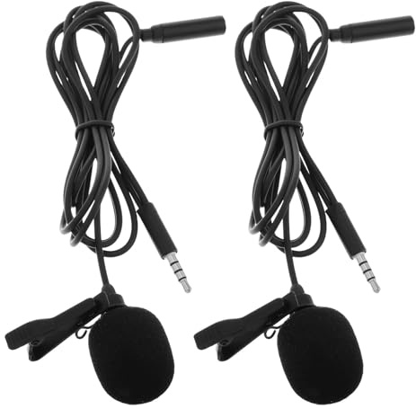 CORHAD 2 Stück Lavalier Mikrofon, Omnidirektional, Kleiner Clip | Smartphones, Schwarz, Portable Bauform, Breite Kompatibilität, für Outdoor Sport und Meetings