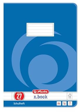 Herlitz 3322708 Schulheft, DIN A4, UWS, Lineatur 27/liniert | zwei Ränder, abgerundete Ecken, holzfreies Papier, 80g/m²