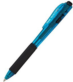 Pentel Colour Retractable Gel Rollerball, 0.7mm tip, Blue ink, 1 Pack of 12 pens, K437CR-C