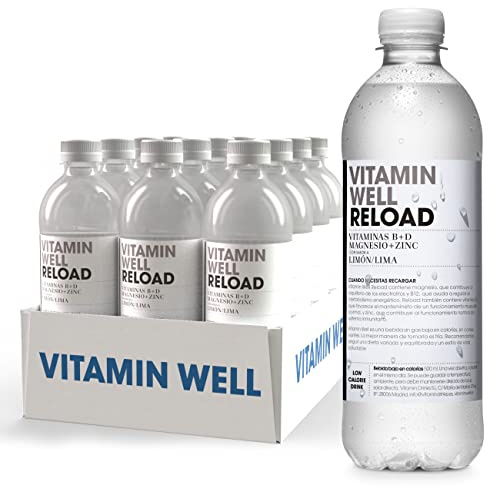 Vitamin Well - Enriquecido con Vitaminas D y B, Magnesio, Zinc, Alternativa Saludable, Sabor Limón-Lima / Reload (12 x 500ml)