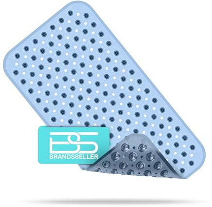 Brandsseller Badewannenmatte 70x38 cm Badewanneneinlage Duschmatte mit Noppen Blau Transparent