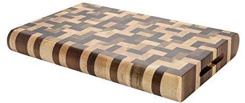 Rockingham Forge Extra Tjock Skärbräda i trä 30 x 20 x 3,8 cm – skärbräda med ändträ för kök, matlagning och servering av ost, bröd och charkuterier – hållbar skärbräda i akacia och gummiträ
