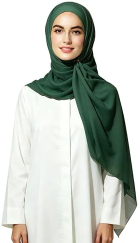Lina & Lily bubble chiffon hijab sjal för muslimska kvinnor (Mörkgrön)