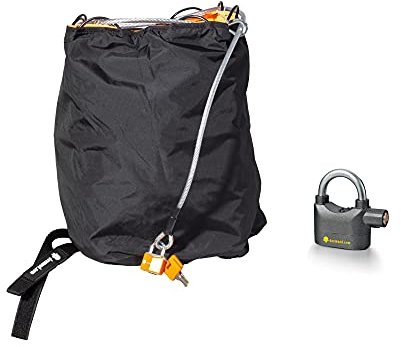 DEEMEED Helmtasche, diebstahlsicher, wasserdicht, schnittfest, 11 Meter Stahlseil innen, Sicherheits-Helmtasche für 1 Helm (Single (21 Liter))