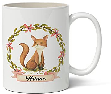 C59 Mug à personnaliser Petit Renard aquarelle, tasse à café, cadeau personnalisé, prénom, cadeau