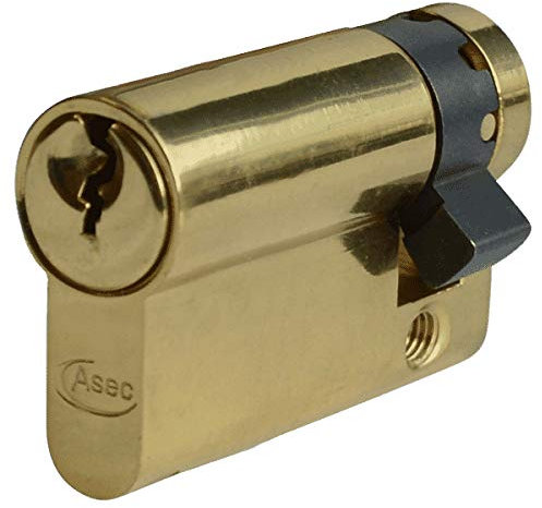 Asec Euro Half Cylinder With Adjustable Cam - 6 Pin - 50mm (40/10) Polished Brass