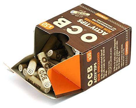 OCB ActivTips Slim unbleached - 7 mm - Virgin - Aktivkohlefilter mit Keramikkappen - 2 x 50 Stück
