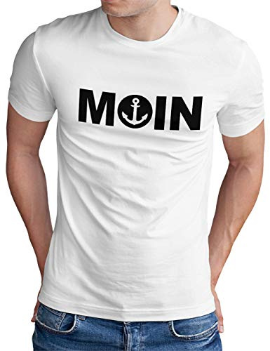 OM3® Moin mit Anker T-Shirt | Herren | Slogan Meer Spruch Küste Statement Norden | S - 5XL
