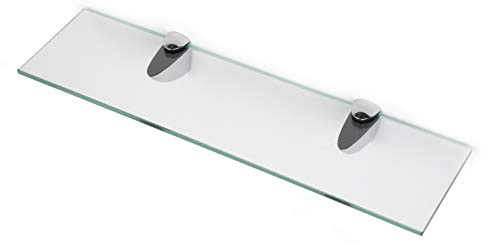 BSM Marketing 6 mm dicke Regale aus gehärtetem Glas mit großem Chrom-Finish, Regalträger 600 mm, 500 mm und 400 mm (1, 600 mm x 100 mm)