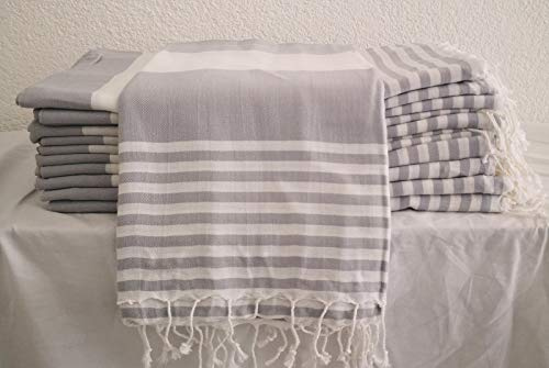 KESTEX XL SAUNATUCH/HAMAMTUCH Marine 100 x 180 cm 100% Bio Baumwolle Hamamtuch Türkisch Saunatuch Pestemal Fouta Strandtuch Badetuch Handtuch Baumwolle Backpacker, Farbe: Hellgrau