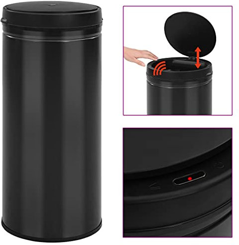 vidaXL Pattumiera Automatica con Sensore 80 L Acciaio al Carbonio Nero