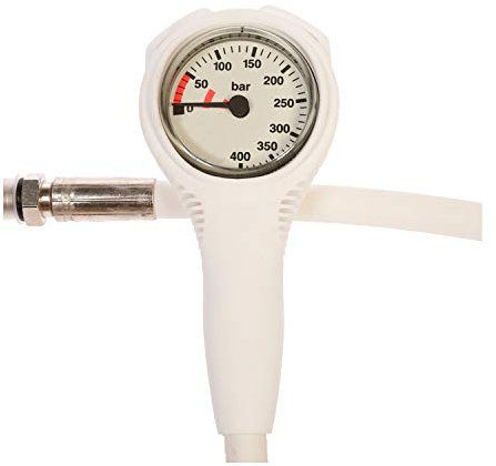 Tauchsport Single Gauge Slim Line 400 Bar Gauge BAR White White