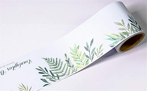 Dostear Abziehen und Aufkleben, selbstklebende Wandbordüre, Aufkleber, dekorative Bordüre für Badezimmer, Wohnzimmer, Küche, grüne Blätter, 12 x 600 cm
