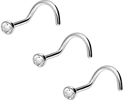 PIERCINGLINE SET Chirurgenstahl Nasenpiercing Nasenstecker Spirale | FLACHE KRISTALLDISC | Piercing Nase Stecker | Farbauswahl