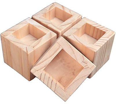 Sofa-Beinheber,4-teiliges Set aus Gerillten Möbelfüße aus Natürlicher Kiefer,Quadratischer All-Inclusive-Schreibtischheber,Erhöhung der Höhe des Verschiedener Möbel (10cm/3.9in,L x W?9.8in)