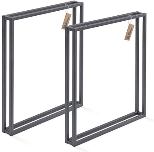 LAMO Manufaktur Tischbeine für Schreibtisch Esstisch, Frame, Vierkantprofil 20x20 mm, Tischgestell 50x72 cm (BxH), Grau, 2 Stück, LTS-18-L-II-7016