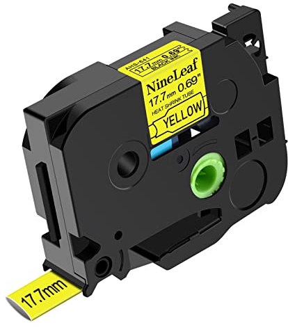 NineLeaf Kompatibel für Brother P-touch HSe-641 HSe641 HS-641 HS641 HSe Schriftband 17,7mm x 1.5m Schwarz auf Gelb Heißschrumpfschlauch für Drähte Kabel in Ptouch PT-300 300B 310 310B Etikettenband