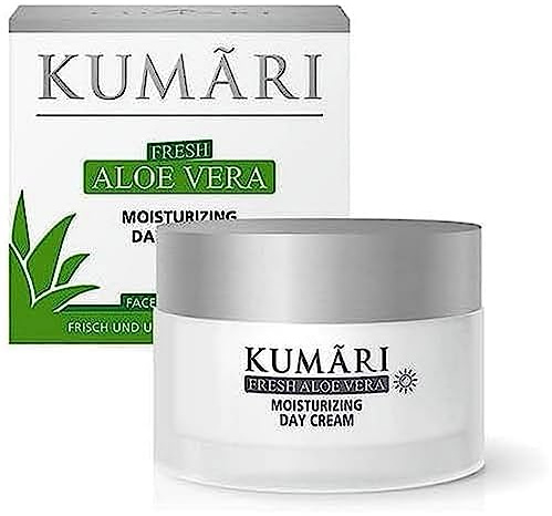 KUMÃRI Naturkosmetik Moisturizing Day Cream mit Aloe Vera, Hyaluron & Jojoba-Öl – Vegane Gesichtscreme mit 76% Unverdünntem BIO Aloe Vera Pflanzensaft – Spendet Feuchtigkeit & Glättet Fältchen – 50ml