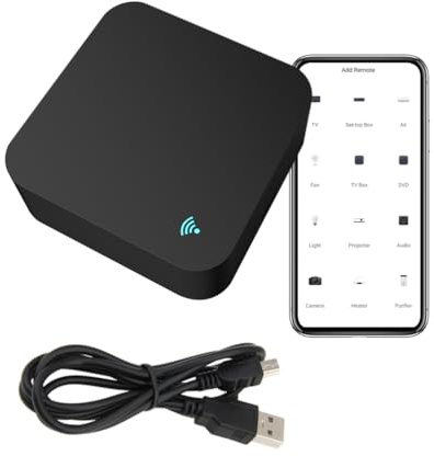 Mando Remoto Universal WiFi a Distancia Infrarrojo Control Remoto IR Smart Home. Controlar TV, Aire Acondicionado, Cuadrado Negro