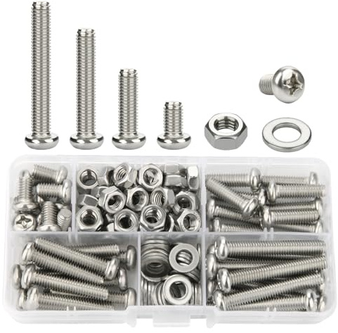 SWTYExt 120 Stück M6 Schrauben Set 304 Edelstahl A2-70 Schraubenset mit Muttern und Unterlegscheiben Sortiments für Kreuzschlitzschrauben Linsenkopfschrauben Gewindeschrauben Mechanische Wartung