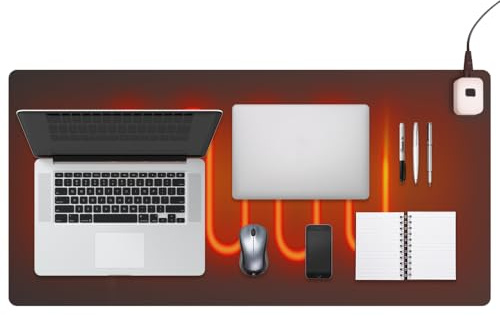 CLIUNT 90 x 40cm Beheizte schreibtischunterlage, Tischunterlage Beheizte, mit 7 Heizstufen & 4 Stunden Automatischer Abschaltung, Touch-Steuerung und wasserdichte, für PC/Laptop/Zuhause/Büro