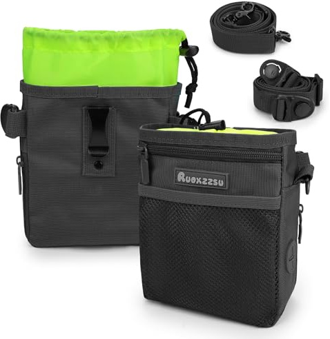 Ruoxzzsu Dog Treat Pouch, Treat Pouch for Dog Training Dog Treat Bag, Built-in Poop Bag Dispenser, Dog Fanny Pack for Puppy Training, Dog Walking, Hiking, Outdoor Travel