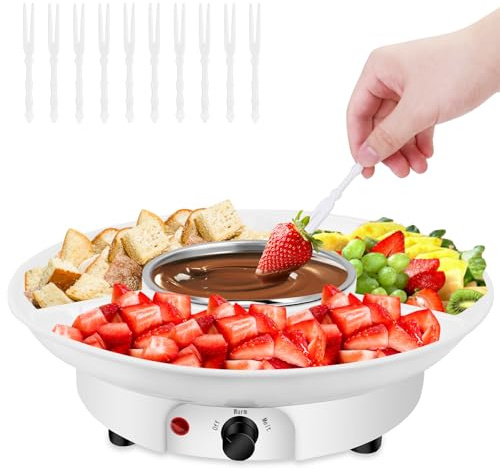 Mini olla eléctrica para derretir chocolate de 8.8 onzas, juego de fondue para derretir con 4 tenedores, bonita fuente de fondue de chocolate, máquina calentadora para chocolate con leche, queso,