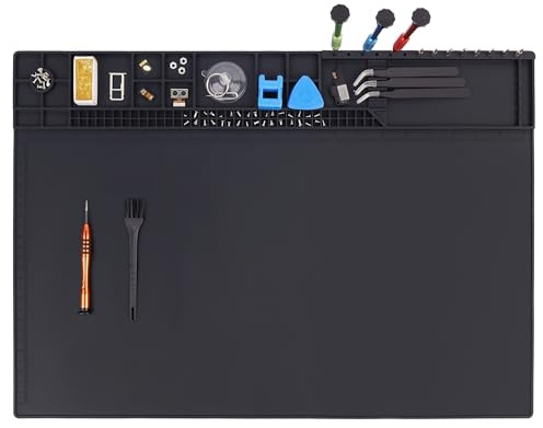 HPFIX Premium hitzebeständige 500 °C magnetische Silikon-Lötmatte für Elektronik-Arbeitsmatte für Computer, Handy, Laptop, Reparatur, BGA Lötpistolen, Werkbankschutz