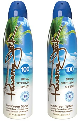 Panama Jack Continuous Spray Sunscreen - SPF 100, Broad Spectrum UVA/UVB Protection, Reef-Friendly, PABA, Paraben, Gluten & Cruelty Free, Water Resistant (80 Minutes), 5.5 OZ (Pack of 2)