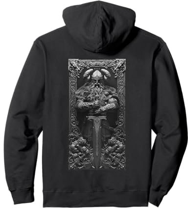 Valhalla Odin Thor Runen Viking Helm Backprint Wikinger Pullover Hoodie
