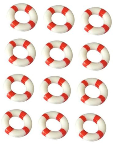 BESPORTBLE 2sets Miniature Lifebuoy Ring Ornament Landscape Nautical Life Saver Diy Crafts Mediterranean Style Decorations 10pcs*2