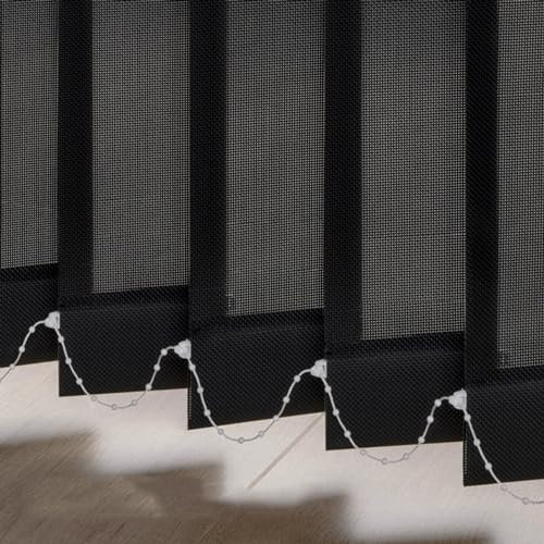 LRYELWA Lamellenvorhang Nach Maß Vertikaljalousie für Tür und Fenster Blickdicht Verdunkelnd Schiebevorhänge Sonnenschutz Lamellen Jalousie,Inklusive Zubehör,Schwarz,Breite×Höhe (70cm x 200cm)