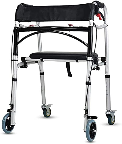 Klappbarer Rollator Rollator Walker Rollator Walker Klappbarer Rollator mit Sitz, höhenverstellbarer Vierrad-Gehwagen mit Bremsen Mobilitätshilfen, für Senioren Ältere Menschen (Bremsrad) Teilen