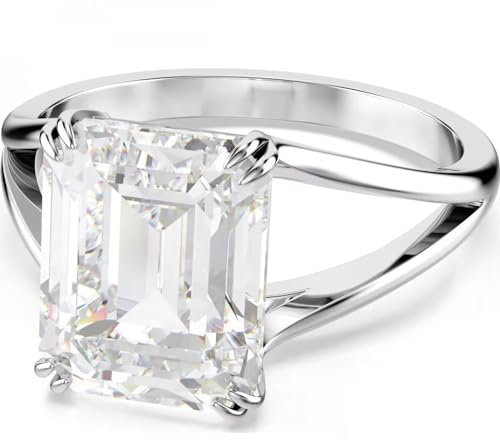 Swarovski Stilla Cocktailring, rhodiniert, achteckig, Größe 55, weiß, Zirkonia, Zirkonia, Cubic Zirkonia, Zirkonia