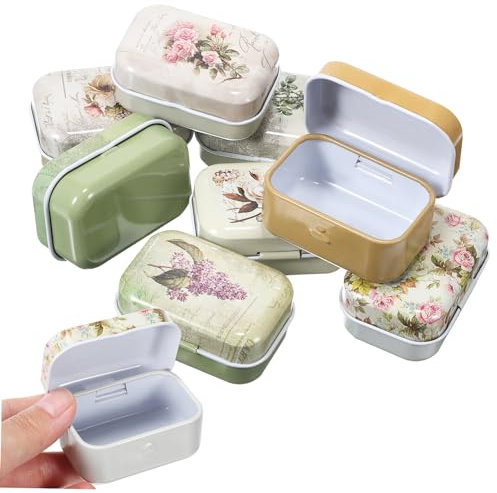 Retro Iron Box Set of 8 Assorted Floral Design Storage Tins for Jewelry and Small Items Durable Decorative Organizer for Home and Gifts