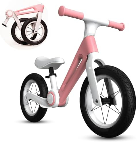 Little Bean Faltbares Kinder-Laufrad Aufsitzspielzeug für Jungen und Mädchen im Alter von 2 bis 5 Jahren, Laufrad für Kleinkinder, verstellbare Sitzhöhe, Geschenk für Kinder, Sport im Freien (Rosa)