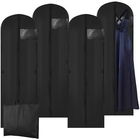 4 Stück Kleidersack Lang 60 x 180 cm - Faltbar Mit Reißverschluss für Formelle Kleider und Lange Mäntel (180x60cm-4PC)