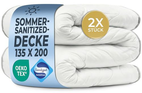 LILENO HOME Sommer Bettdecke 100x135 | wolkenweiche Allergiker Decke | 100x135 mit Sanitized Hygiene Funktion | Oeko-Tex Klasse 1 Mikrofaser | 95 °C waschbar | Made in EU | Hotel Qualität