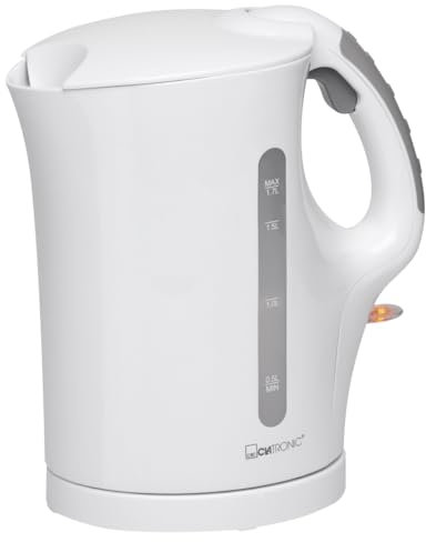 Clatronic® Wasserkocher | Kettle | Wasserkocher 1,7 L mit automatischer & manueller Abschaltung | herausnehmbarer Kalkfilter | max. 2200Watt | Wasserkocher | WK 3819 weiß