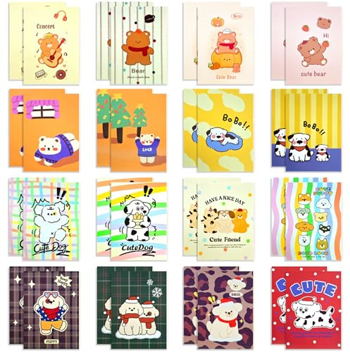 48 Stück Mini Tagebuch Notizbuch,A6 Kleiner Notizblock,Cartoon Mini Notizbücher,Taschennotizbuch Klein ​für Schule Büro Reise(8.5 x 12cm)