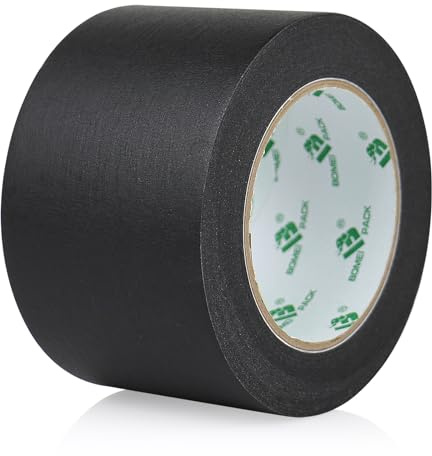 BOMEI PACK Schwarz 75mmx50m, Maler-Kreppband zum Abkleben, Abdeckband für abkleben bei Malerarbeiten