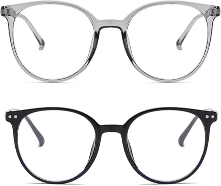 BSITSSS 2 Paires Lunettes Anti Lumière Bleue, Rétro Littéraire Blue Light Glasses, Mode Rond Lunette Femme Homme, Lunettes Lumiere Bleue pour Gaming PC Tablette Ordinateur