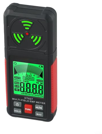 Rilevatore EMF 3 in 1 rileva WiFi, 5G, radiazioni a microonde e altro, display digitale RF EF MAG per test di elettrodomestici