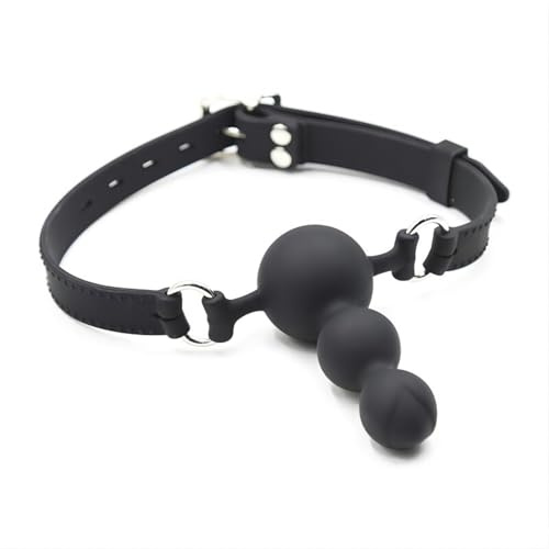 Mordaza de bola de silicona para la boca,dispositivo de bondage oral,tapón anal ajustable con bloqueo,juguete sexual BDSM para adultos para parejas,color negro,talla única