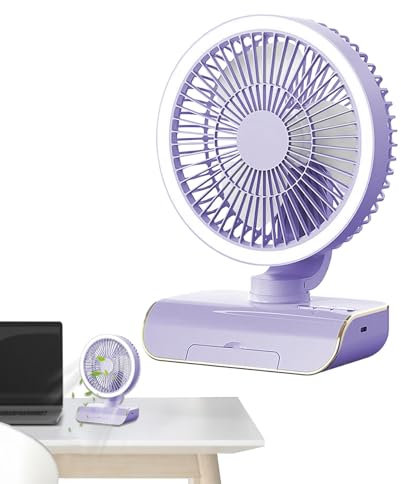 Ventilador de mesa oscilante, ventilador portátil, 5 velocidades Ventiladores pequeños para viajar con control remoto, Enfriador de aire recargable de 2000mAh, suministros de viaje para hombres, mujer