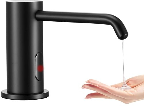 Automatic Soap Dispenser Touchless for Kitchen Bathroom Sink Built in Electric Soap Dispenser Infrared Sensors Liquid Commercial Dispenser with Bottle and Pump 33.81oz/1000ml (Black)