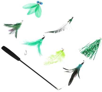 VICASKY 8 pièces Set de Jouets Interactifs pour Chat avec Plume Canne Sections Jouets pour Chat Dintérieur Accessoire Ludique pour et Lactivité des Félins