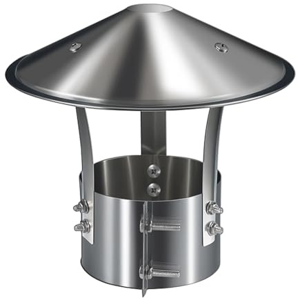 Cappello Uscita Fumi Antipioggia Base Tonda, Terminale Canna Fumaria Acciaio Inox, Fumaiolo Comignolo Canna Fumaria Camino Cappello, Regolabile Entro ±0,3 Cm (±0,1 Pollici)(130 mm(5.118 in))